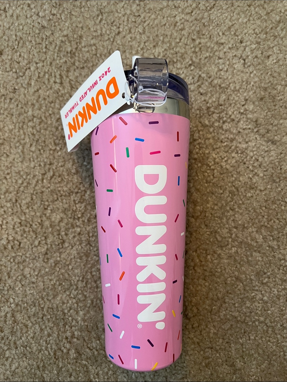 Special Edition Dunkin' Pink Sprinkle Stainless Travel Tumbler - NWT